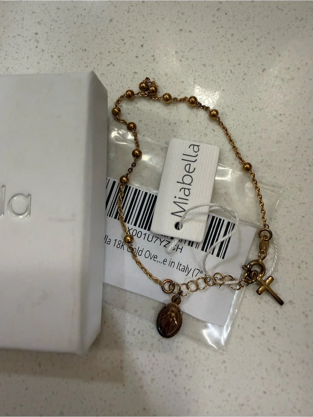 Miabella 18K Gold over Sterling Silver Italian Rosary Bracelet (7-8 inch)